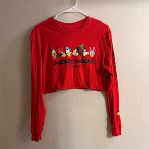 Disney Red Mickey & Friends Cropped Long-Sleeve Tee